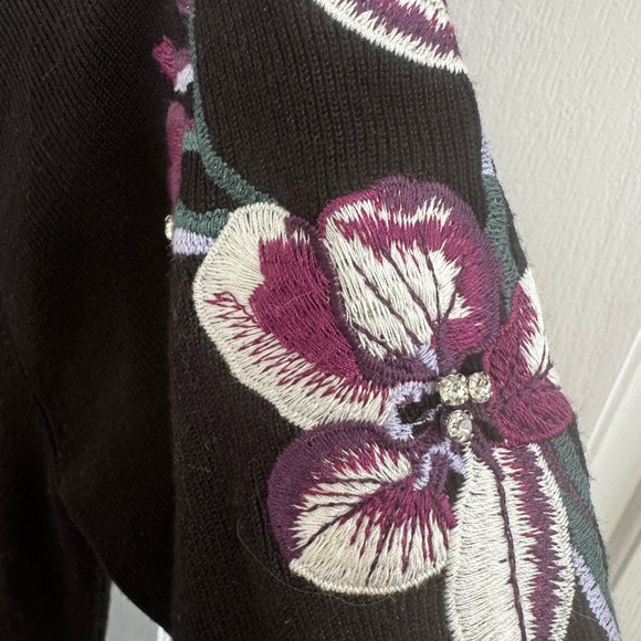 INC International Concepts black bell sleeve beaded floral mini dress NWT - Picture 7 of 11